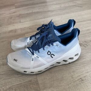 On Running White and Navy Sneakers